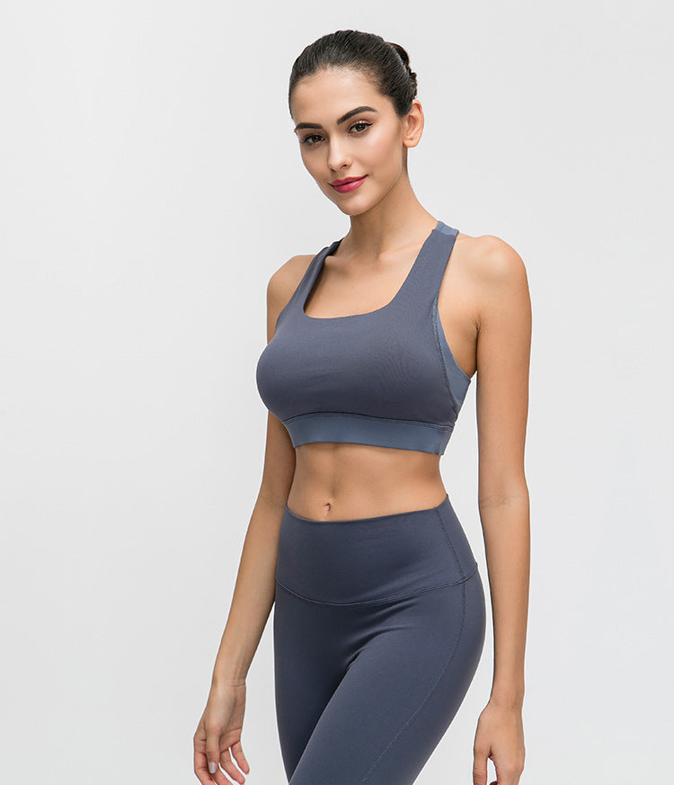 Contrast-panel sports bra