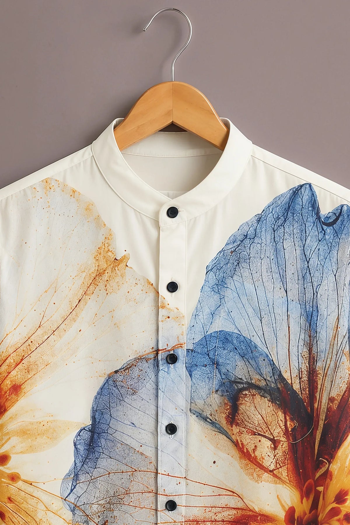 Premium Floral Abstract Mandarin Collar Shirt