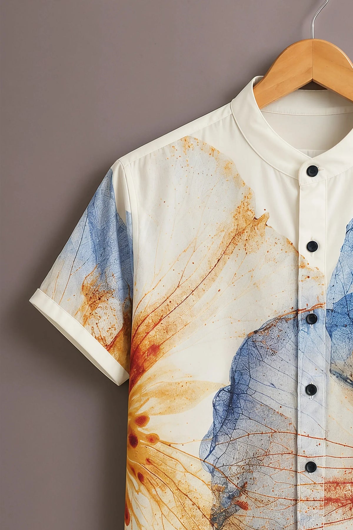 Premium Floral Abstract Mandarin Collar Shirt