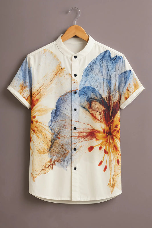 Premium Floral Abstract Mandarin Collar Shirt